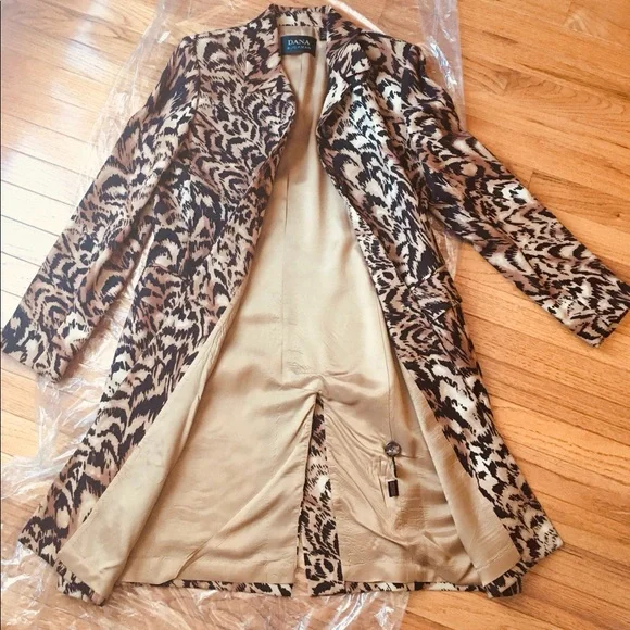 Dana Buchman 3/4 Car-length Coat - Tiger Print - 100% Wool - Picture 3 of 7